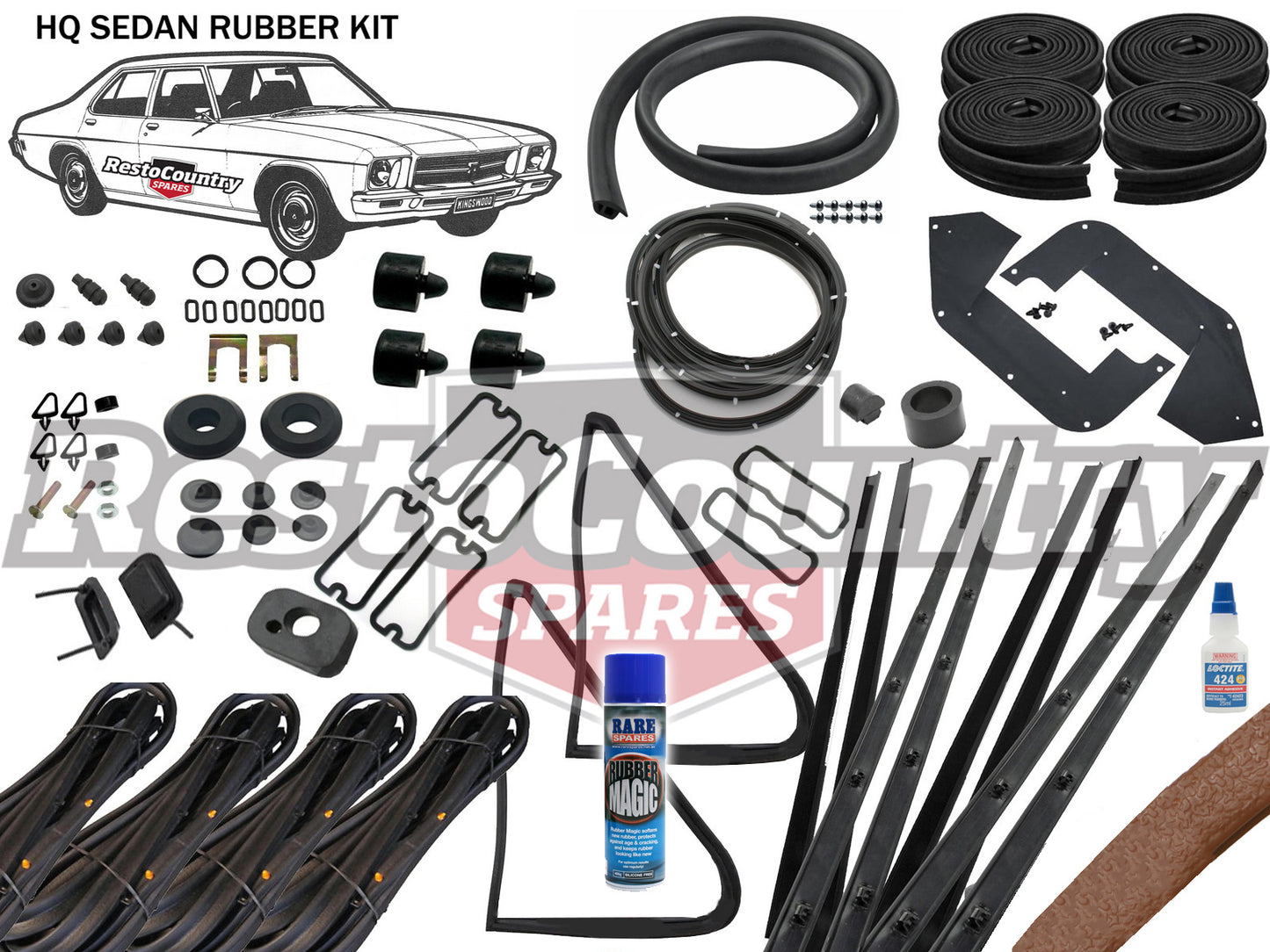 Holden HQ Sedan Complete Body Rubber Kit GAZELLE Pinchweld - kzHQ1-b
