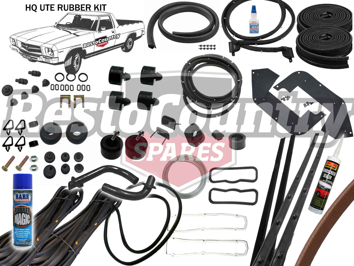Holden UTE Complete Body Rubber Kit HQ MID BROWN Pinchweld - kzHQ2-BROWN
