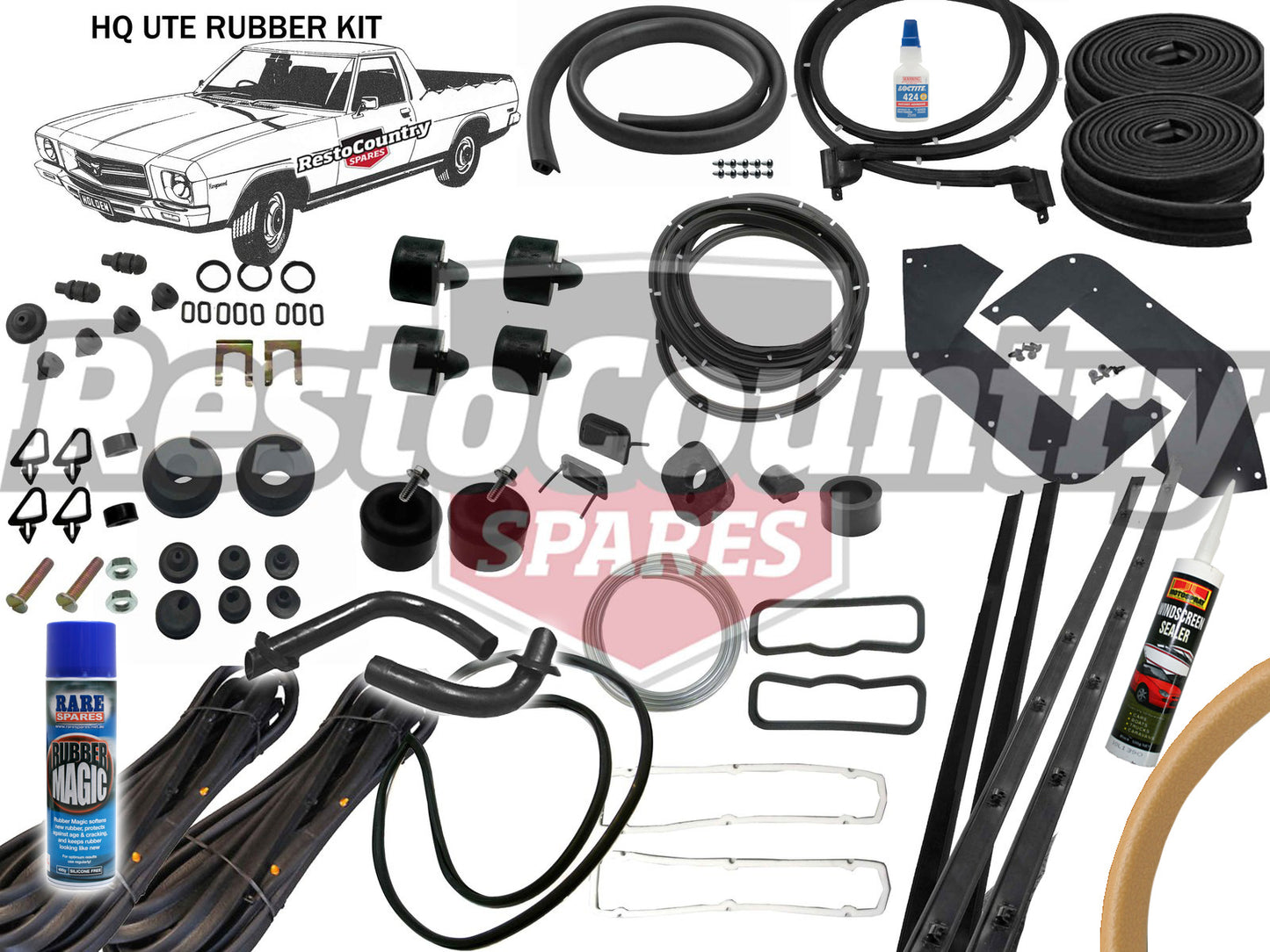 Holden UTE Complete Body Rubber Kit HQ BUCKSKIN Pinchweld - kzHQ2-BUCKSKIN