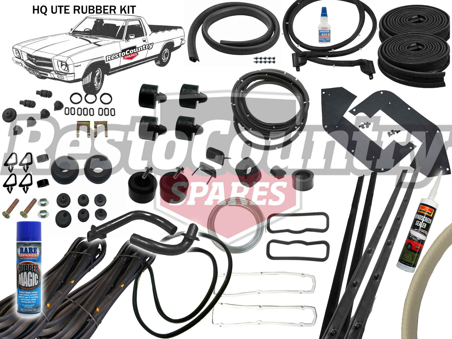 Holden UTE Complete Body Rubber Kit HQ CHAMOIS Pinchweld - kzHQ2-CHAMOIS