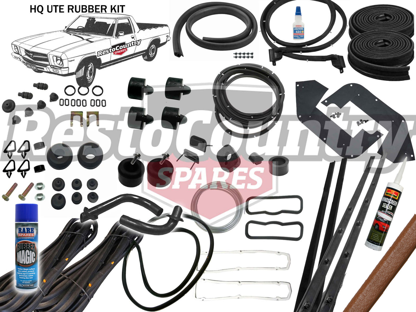 Holden UTE Complete Body Rubber Kit HQ GAZELLE Pinchweld - kzHQ2-GAZELLE
