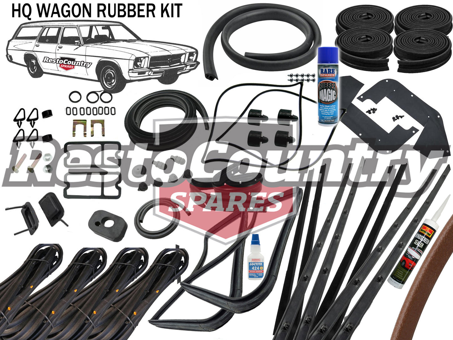Holden Complete Body Rubber Kit HQ WAGON MID BROWN Pinchweld - kzHQ3-BROWN