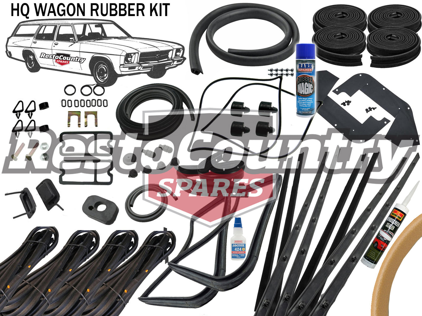 Holden Complete Body Rubber Kit HQ WAGON BUCKSKIN Pinchweld - kzHQ3-BUCKSKIN