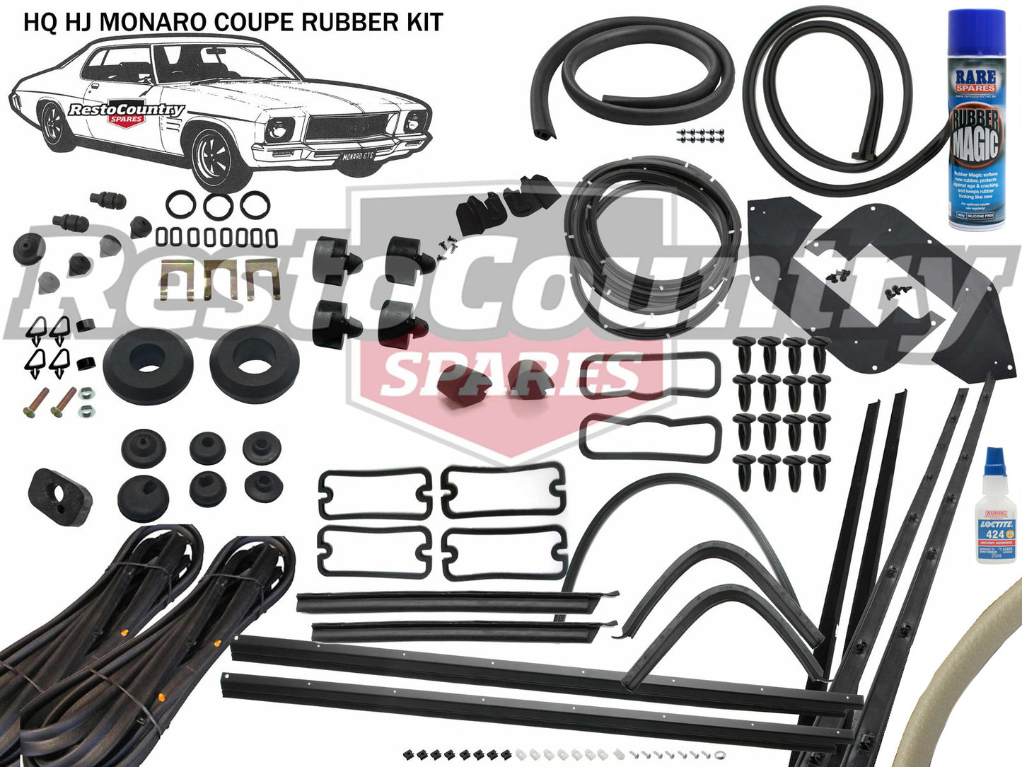 Holden Monaro Coupe Complete Body Rubber Kit HQ HJ CHAMOIS Pinchweld - kzHQ4-c