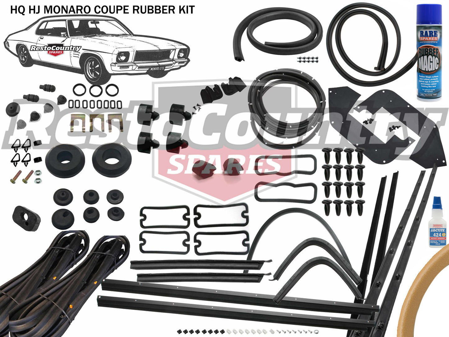 Holden Monaro Coupe Complete Body Rubber Kit HQ HJ BUCKSKIN Pinchweld - kzHQ4-d