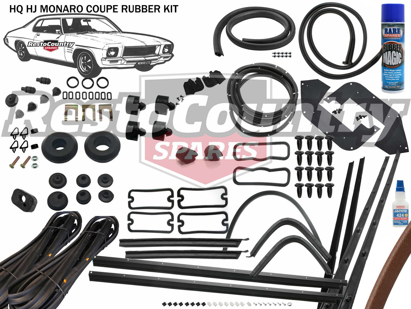 Holden Monaro Coupe Complete Body Rubber Kit HQ HJ MID BROWN Pinchweld - kzHQ4-e