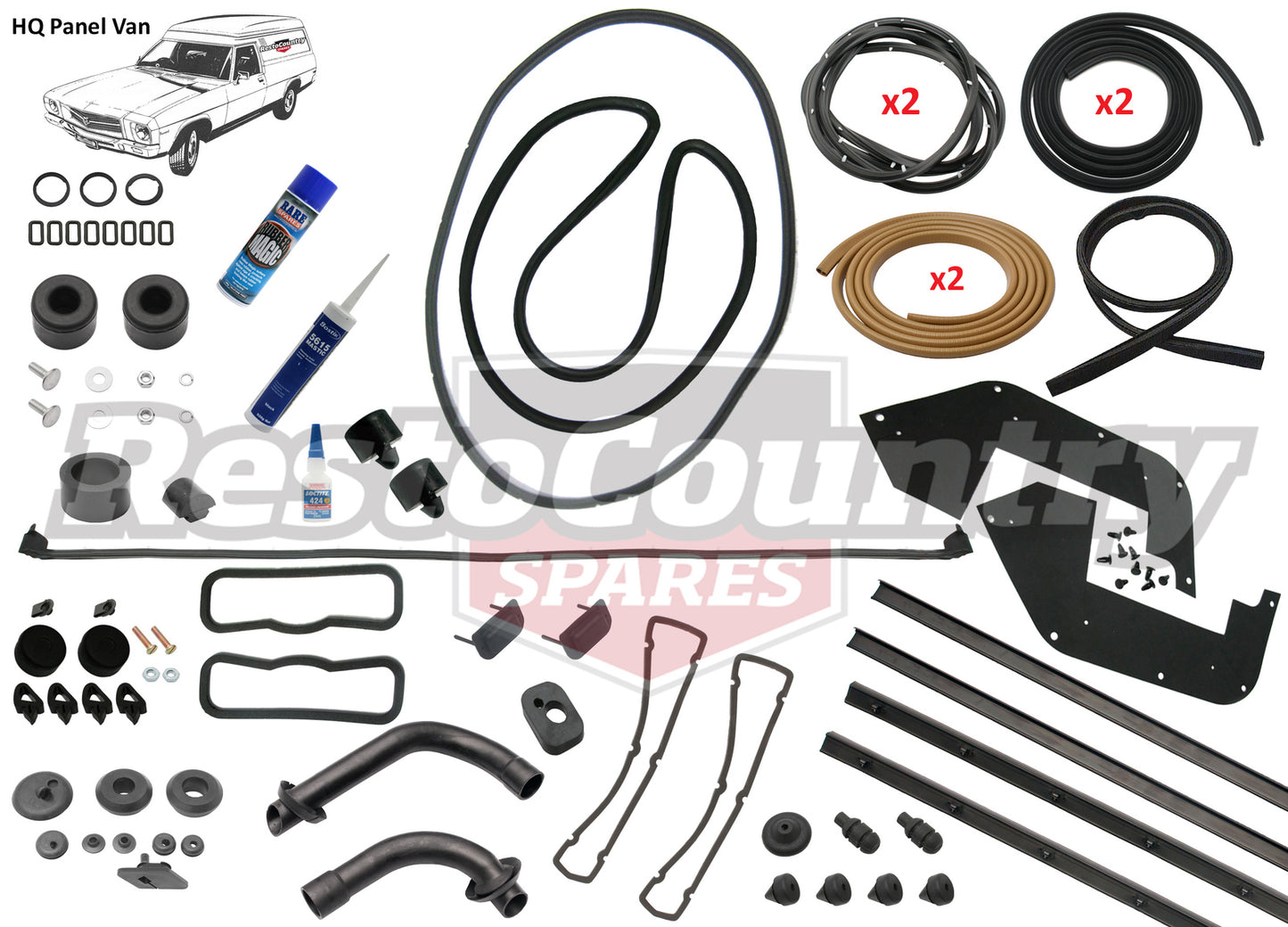 Holden PANELVAN Complete Body Rubber Kit HQ BUCKSKIN Pinchweld - kzHQ5-BUCKSKIN