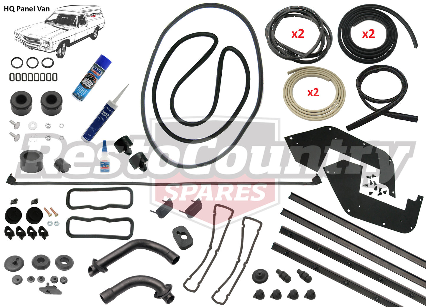 Holden PANELVAN Complete Body Rubber Kit HQ CHAMOIS Pinchweld - kzHQ5-CHAMOIS