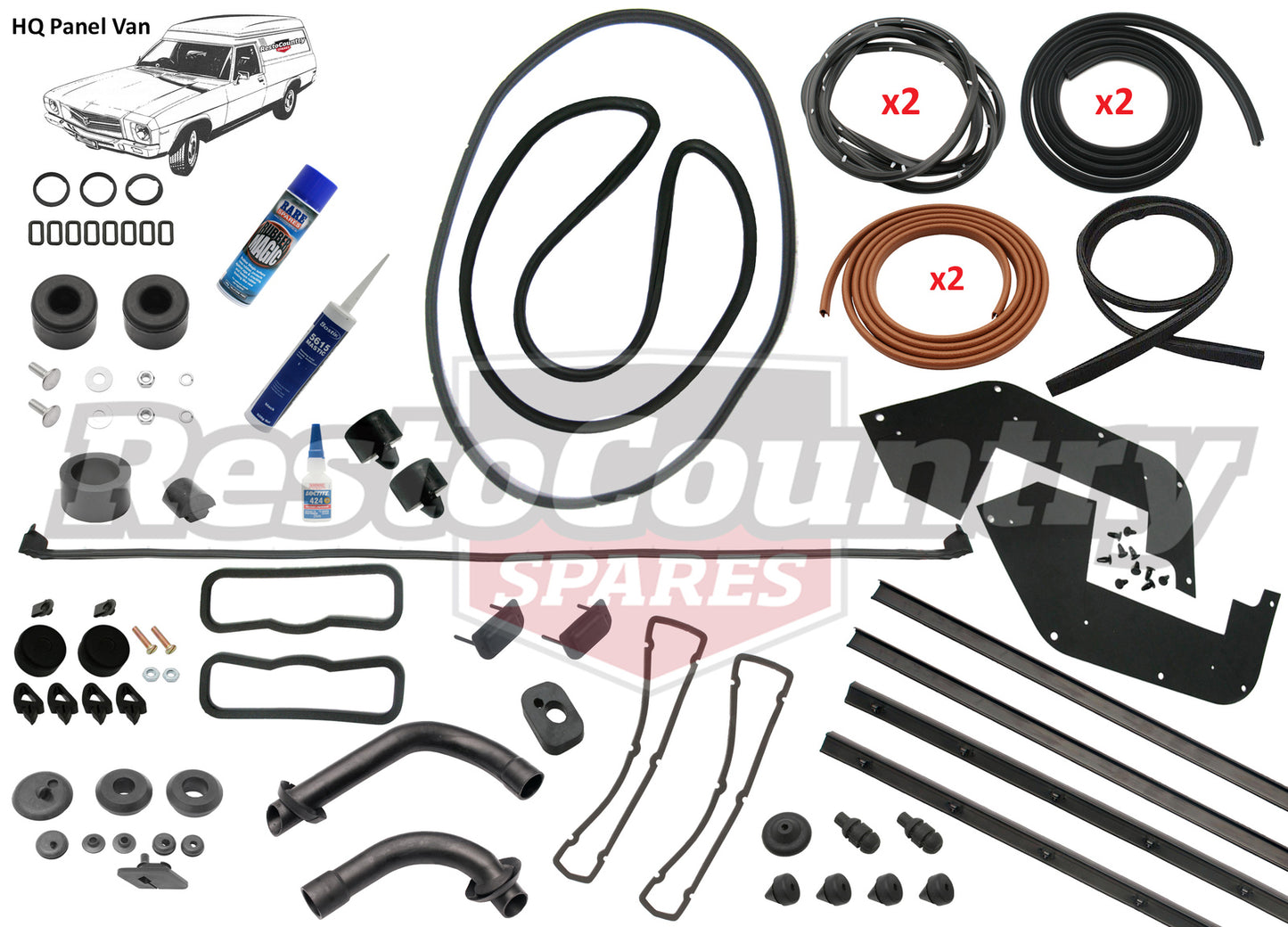 Holden PANEL VAN Complete Body Rubber Kit HQ GAZELLE Pinchweld - kzHQ5-GAZELLE