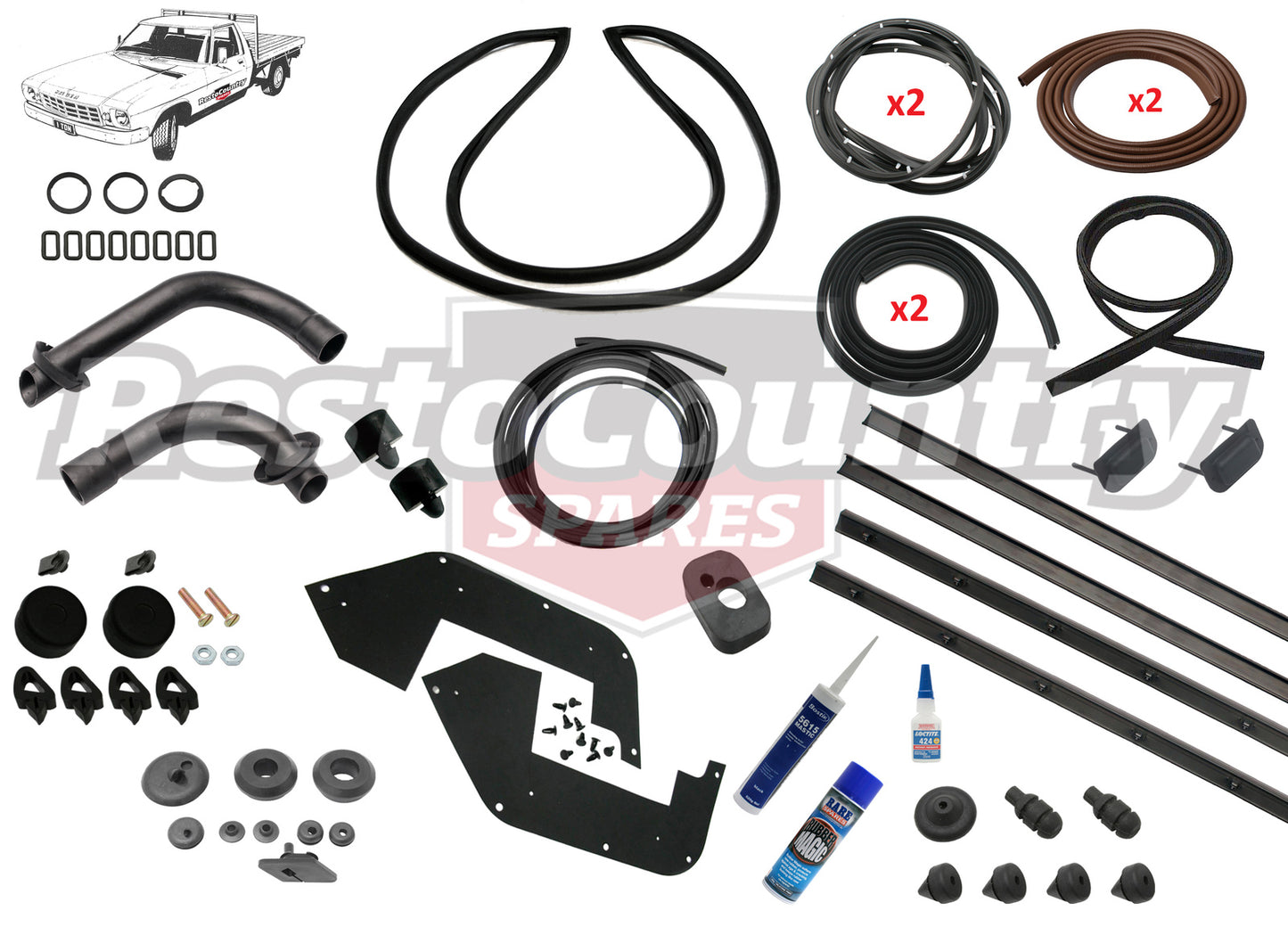 Holden 1 TONNER Complete Body Rubber Kit HQ MID BROWN Pinchweld - kzHQ7-BROWN