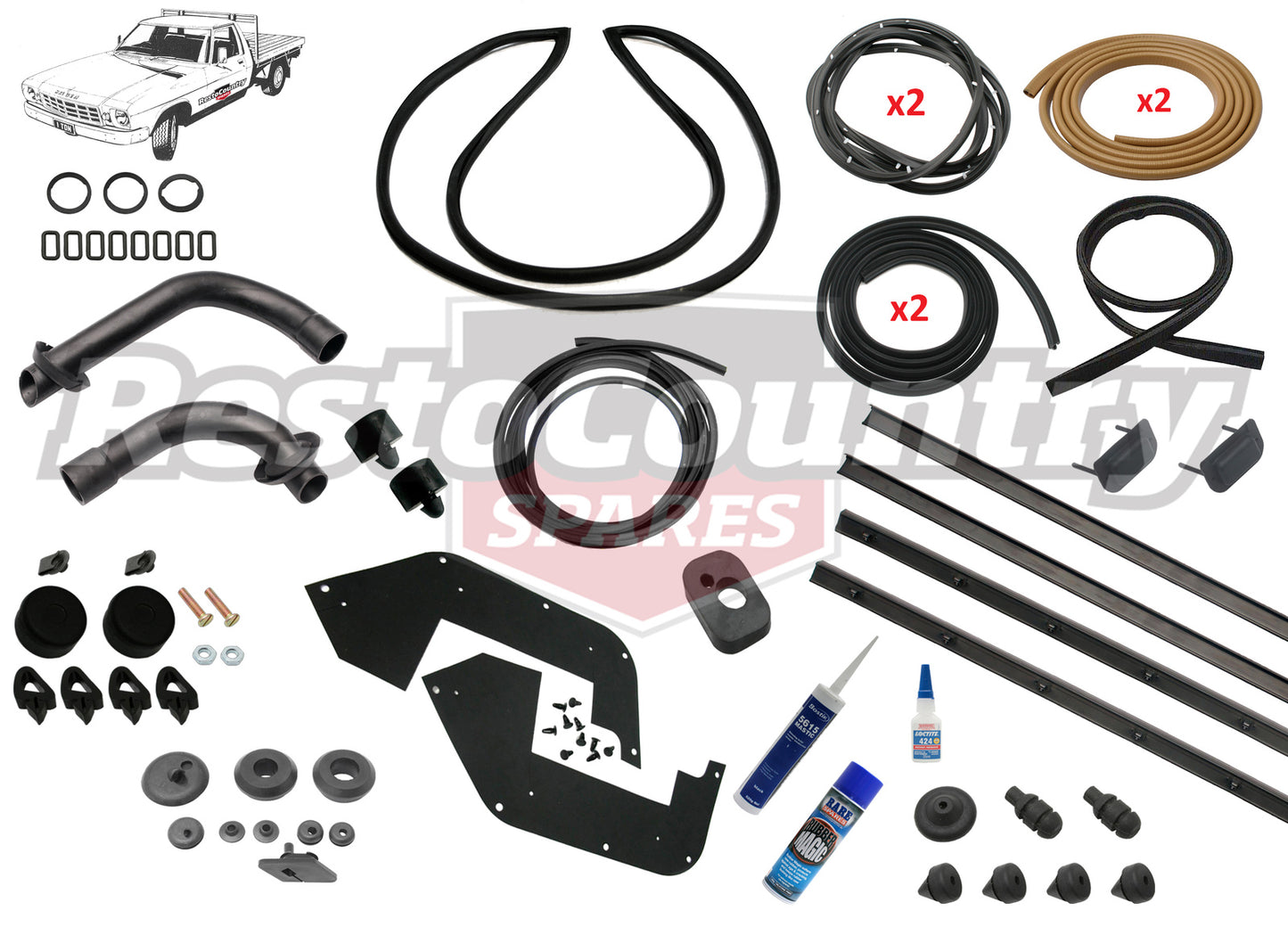 Holden 1 TONNER Complete Body Rubber Kit HQ BUCKSKIN Pinchweld - kzHQ7-BUCKSKIN