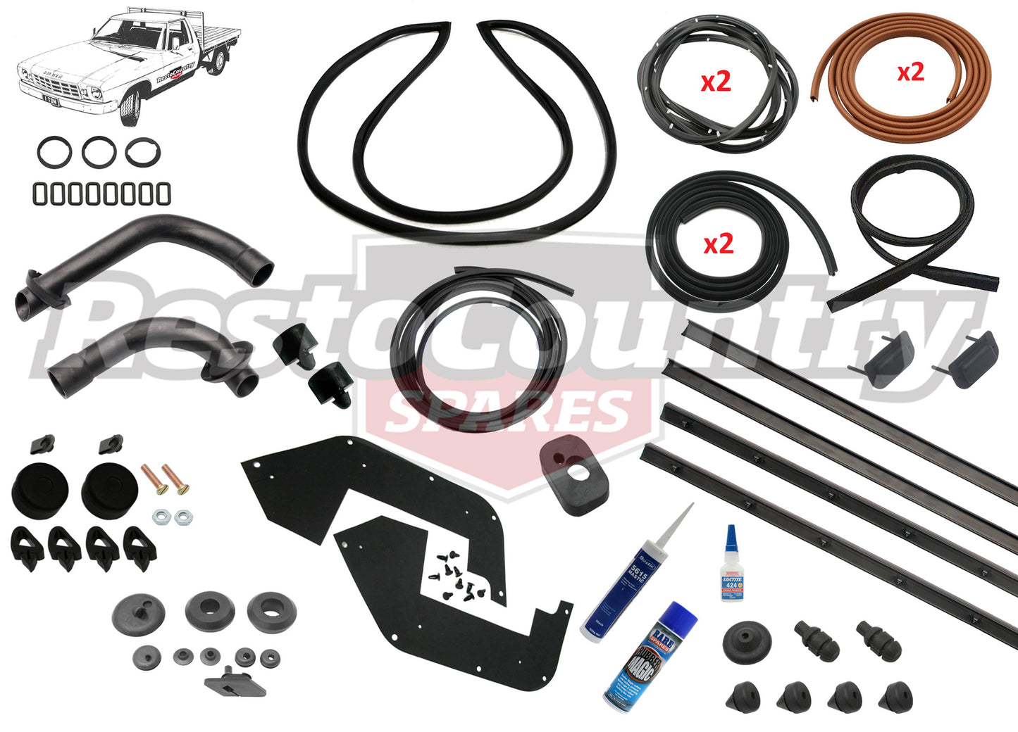 Holden 1 TONNER Complete Body Rubber Kit HQ GAZELLE Pinchweld - kzHQ7-GAZELLE