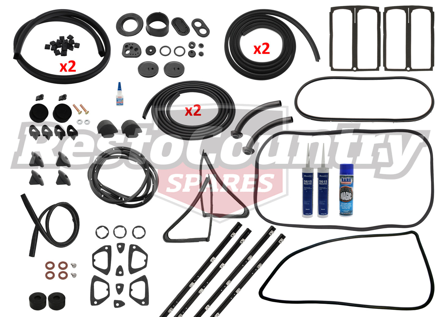 Holden UTE Complete Body Rubber Kit HR Standard BLACK Pinchweld - kzHR4-BLACK