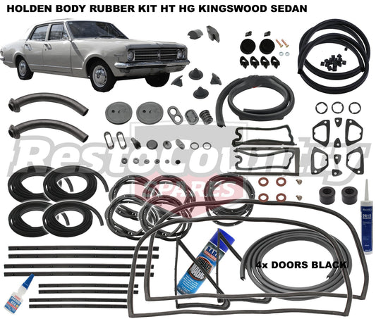 Holden Body Rubber Kit HT HG Kingswood SEDAN BLACK Pinchweld - kzHT1-BLACK