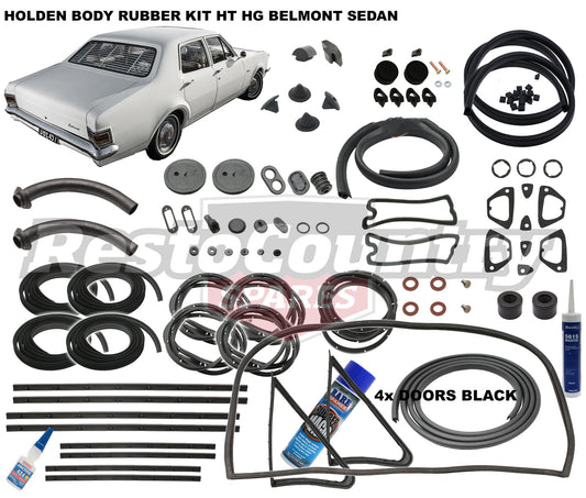 Holden Body Rubber Kit HT HG Belmont SEDAN BLACK Pinchweld - kzHT4-BLACK