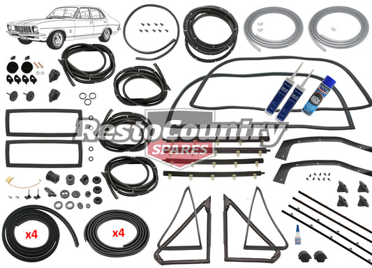 Holden Torana LC LJ SEDAN Body Rubber Kit BLACK Pinchweld - kzLC2-BLACK
