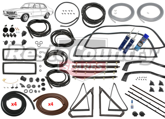 Holden Torana LC LJ SEDAN Complete Body Rubber Kit MID BROWN Pinchweld - kzLC2-BROWN