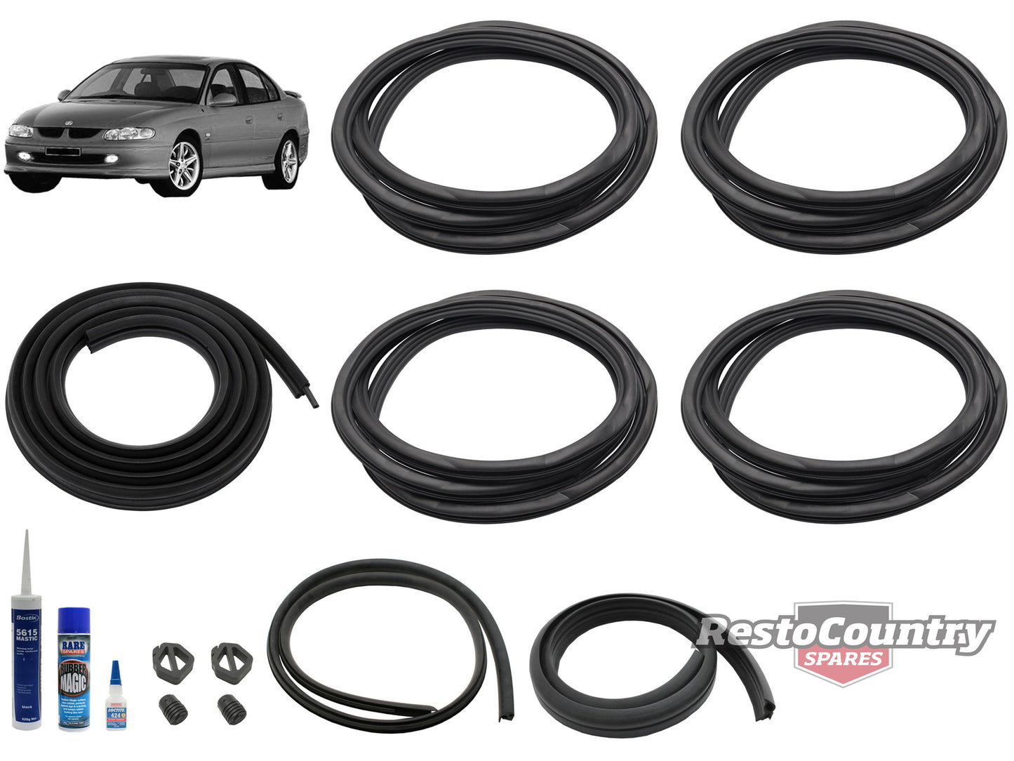 Holden SEDAN Body Rubber Kit Commodore VT VX. Statesman Caprice WH WK. - kzVT1-a