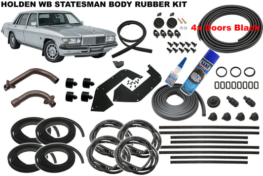 Holden Body Rubber Kit WB STATESMAN BLACK Pinchweld - kzWB1-BLACK