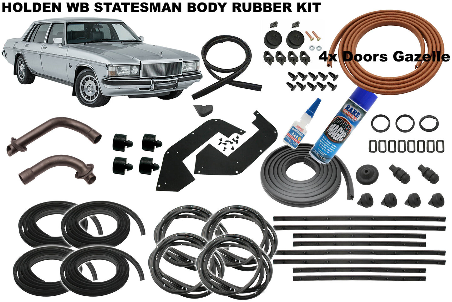 Holden Body Rubber Kit WB STATESMAN GAZELLE Pinchweld - kzWB1-b