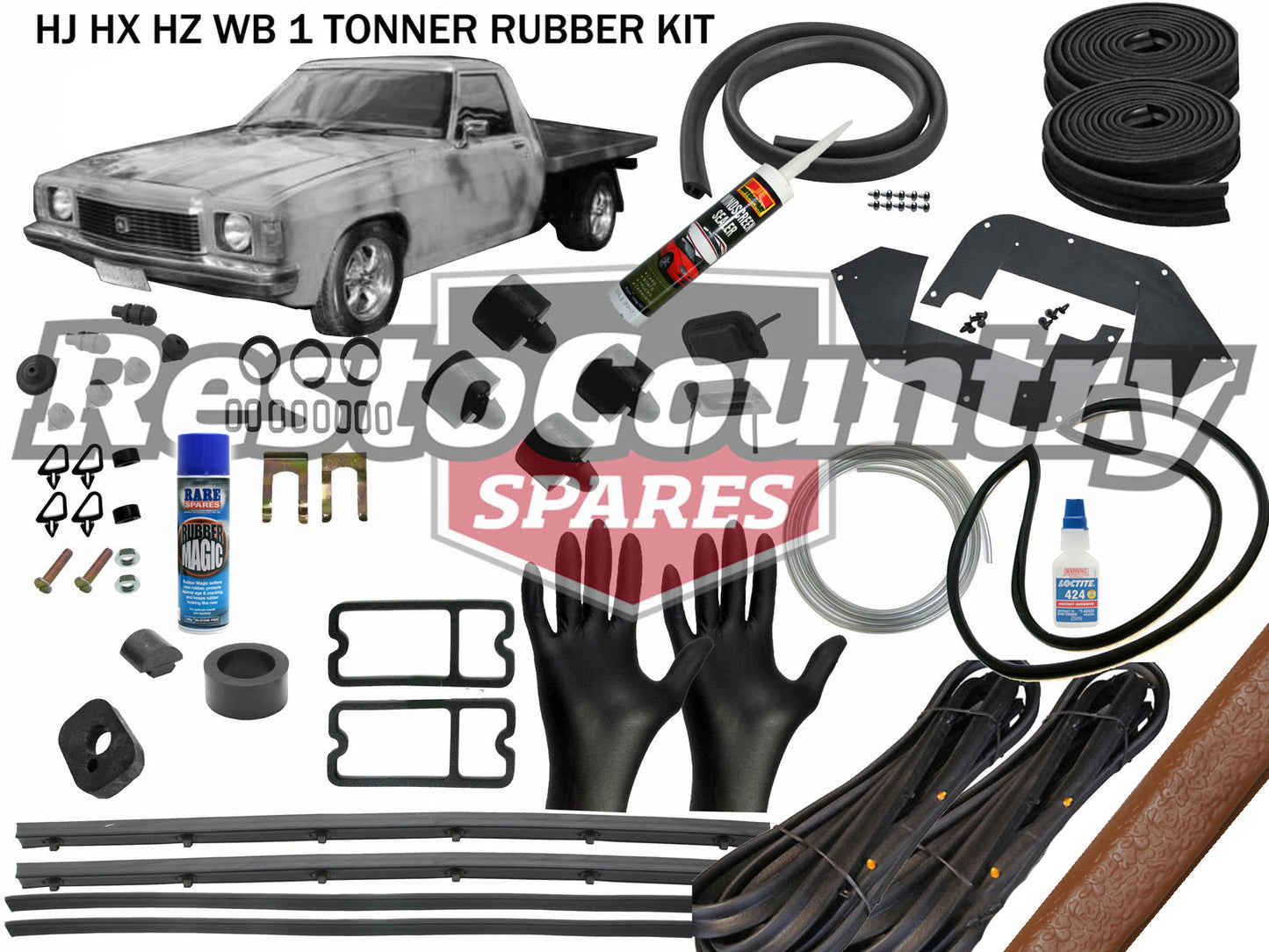 Holden Complete 1 Tonner Body Rubber Kit HJ HX HZ WB GAZELLE Pinchweld - kzWB2-b