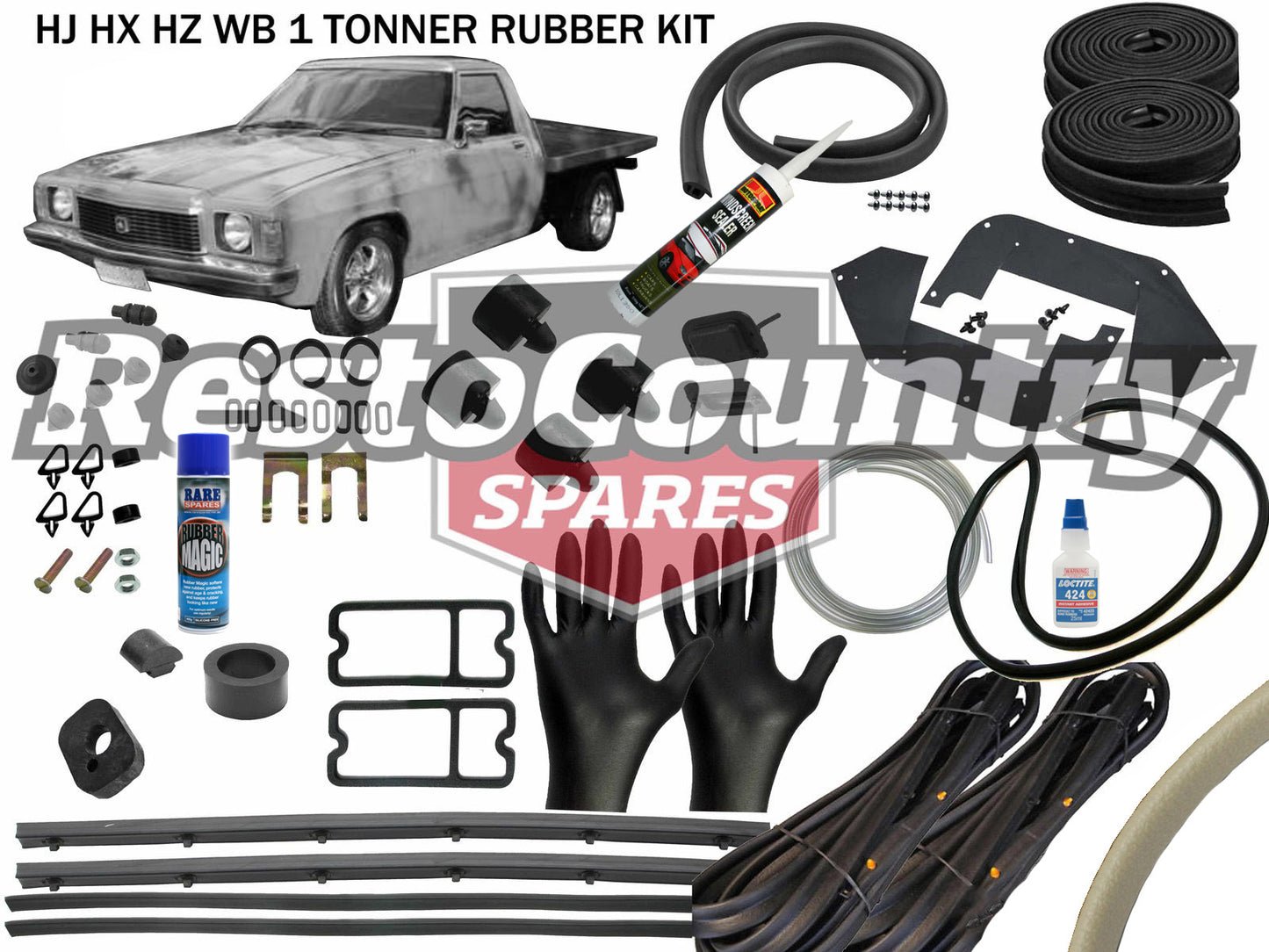 Holden Complete 1 Tonner Body Rubber Kit HJ HX HZ WB CHAMOIS Pinchweld - kzWB2-c