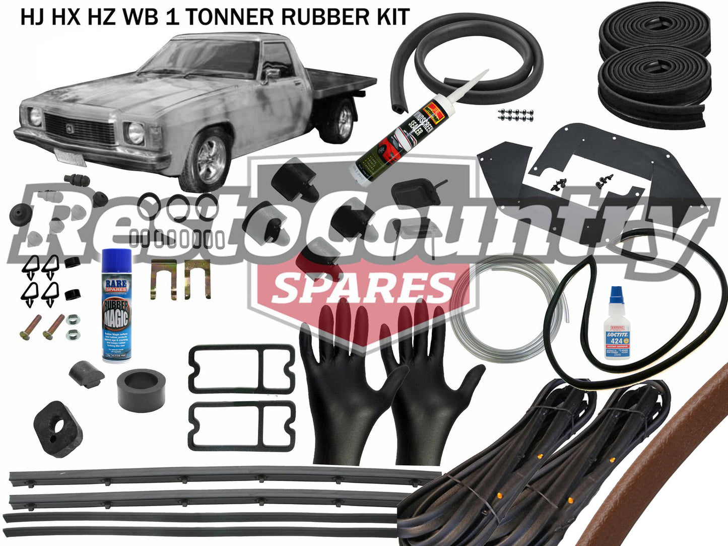 Holden Complete 1 Tonner Body Rubber Kit HJ HX HZ WB MID BROWN Pinchweld - kzWB2-e