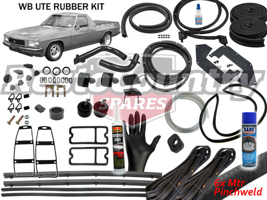 Holden UTE Complete Body Rubber Kit WB BLACK Pinchweld - kzWB3-black