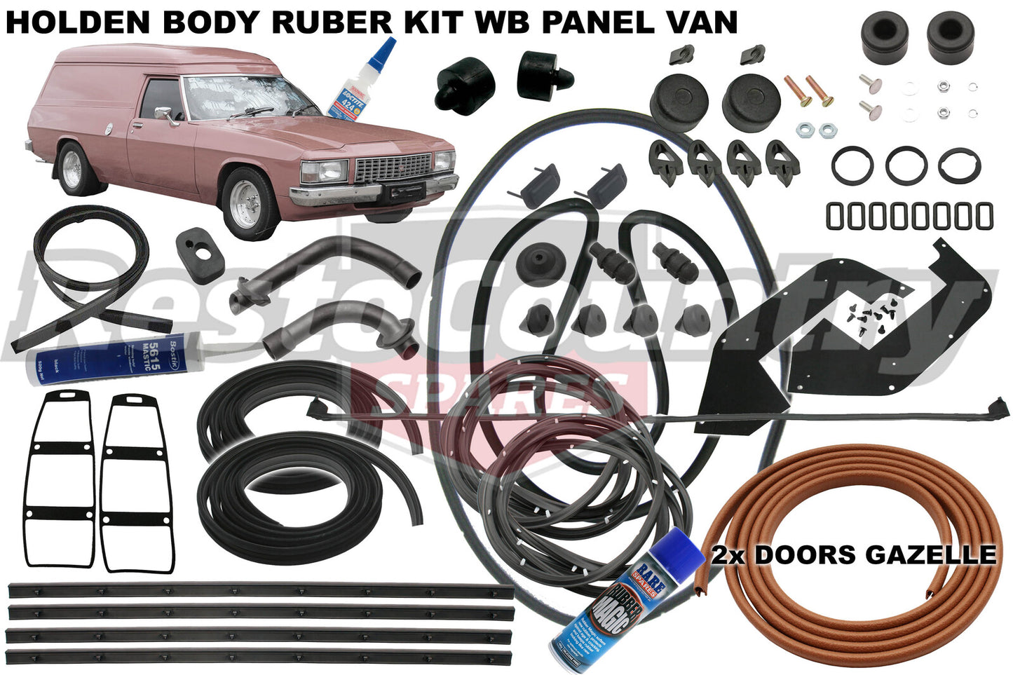 Holden PANEL VAN Body Rubber Kit WB GAZELLE Pinchweld - kzWB4-b