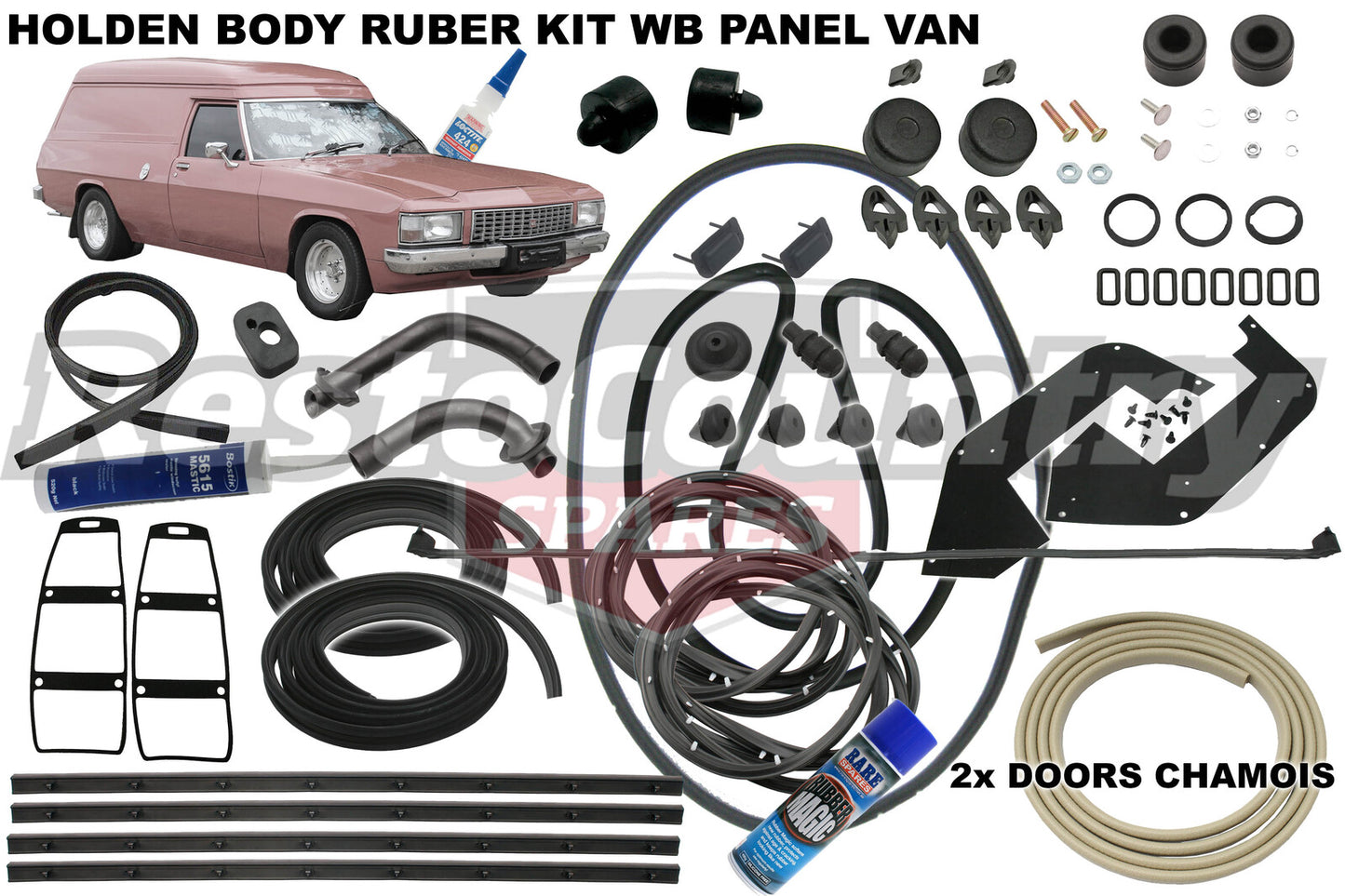 Holden PANEL VAN Body Rubber Kit WB CHAMOIS Pinchweld - kzWB4-c