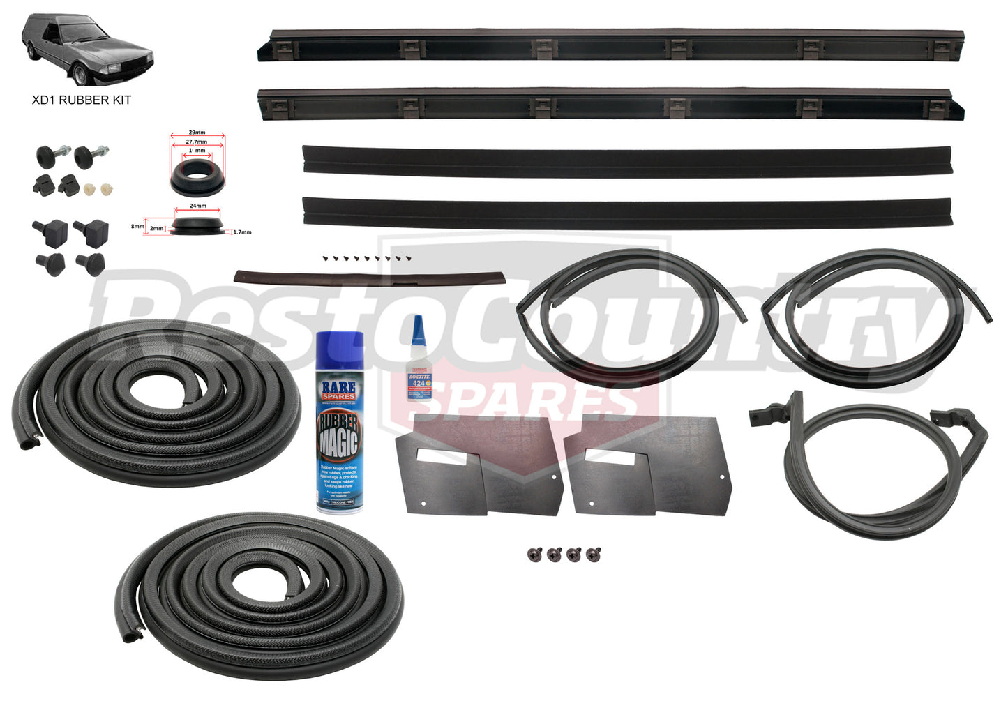 Ford Falcon PANEL VAN Body Rubber Kit XD XE XF - kzXD1-a
